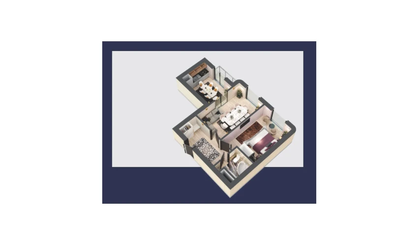 2-xonali xonadon 56.8 m²  7/12 qavat | Aviasozlar Plaza Turar-joy majmuasi