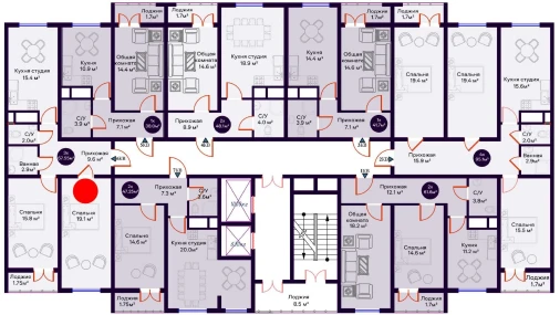 3-xonali xonadon 67.55 m²  10/16 qavat | Crystal Avenue Turar-joy majmuasi