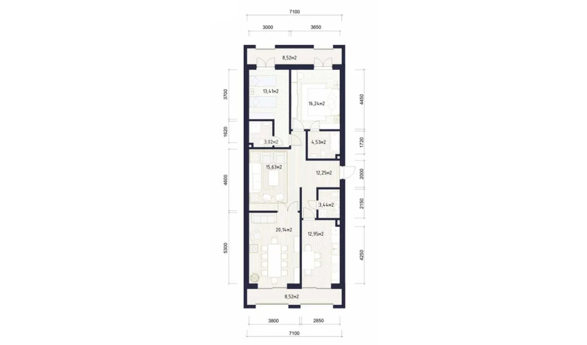 4-комнатная квартира 111.86 м²  6/11 этаж | Жилой комплекс QORASUV PLAZA