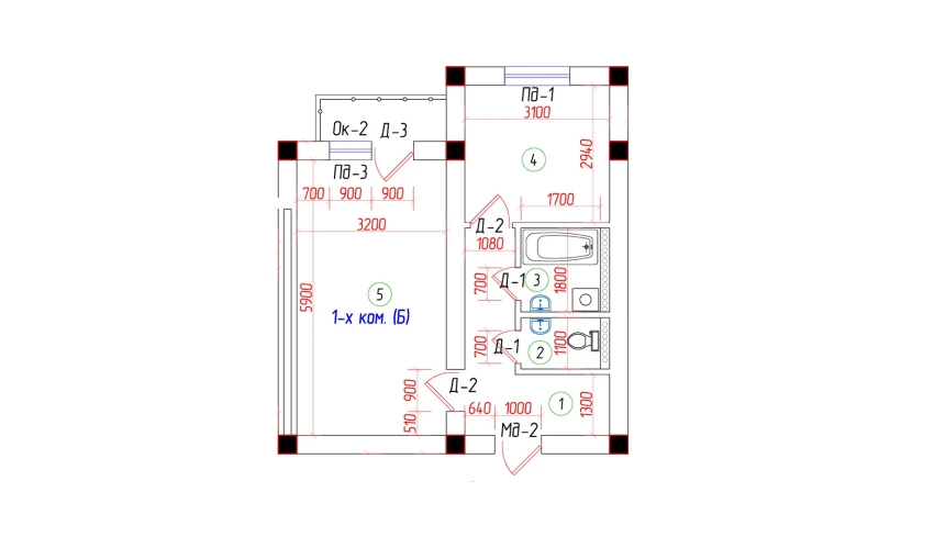 1-комнатная квартира 40.34 м²  6/7 этаж | Жилой комплекс Oila TJM
