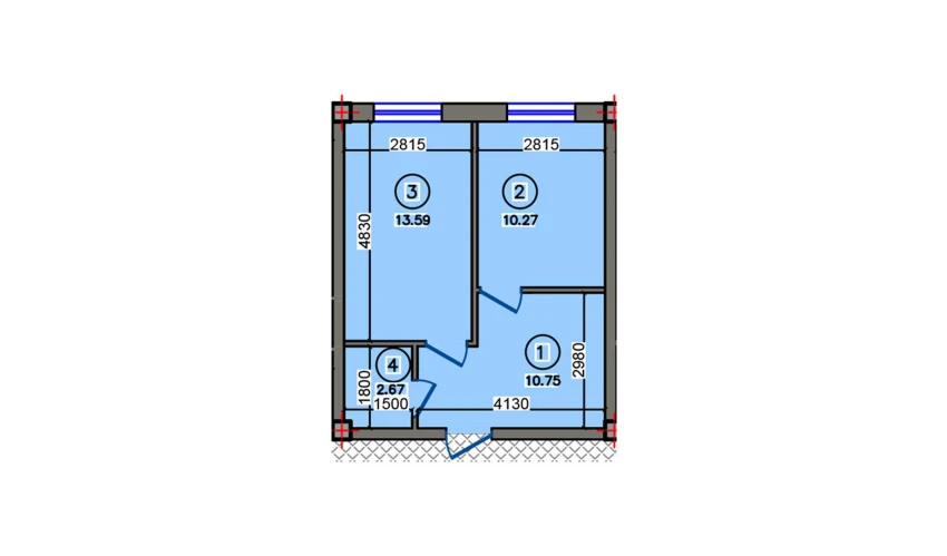 1-комнатная квартира 37.28 м²  1/10 этаж | Жилой комплекс Qibray City