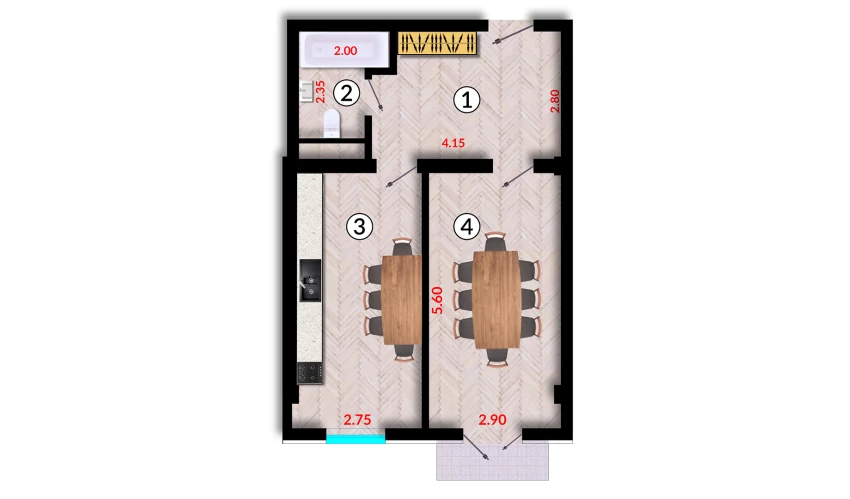 1-комн. квартира 49.1 м²  3/10 этаж | Жилой комплекс Ko'kcha-Oqtepa