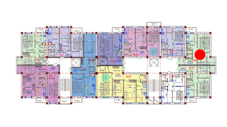2-комн. квартира 55.45 м²  2/9 этаж | Жилой комплекс ZAR ZAMONAVIY UYLAR