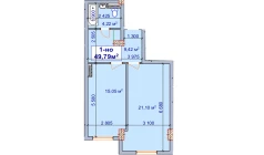 1-комн. квартира 49.79 м²  4/9 этаж | Жилой комплекс SHAYX-UL OLAM