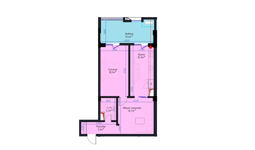 1-xonali xonadon 75 m²  3/14 qavat | Avia Palace Turar-joy majmuasi