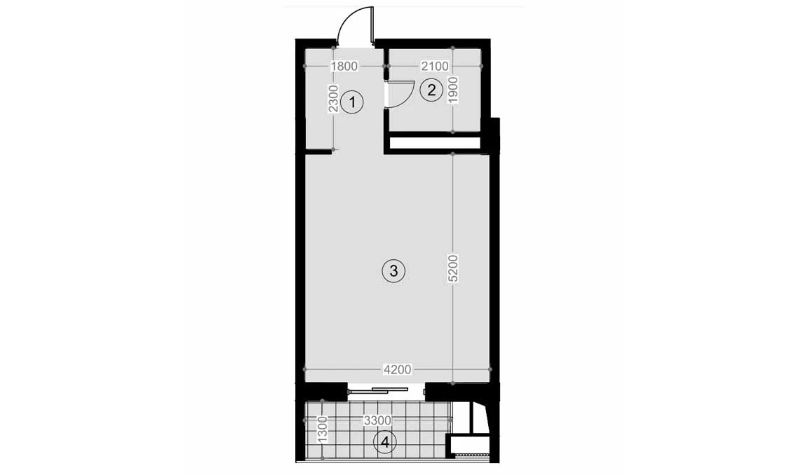 1-xonali xonadon 34.8 m²  12/12 qavat | NAVRUZ GROUP Turar-joy majmuasi