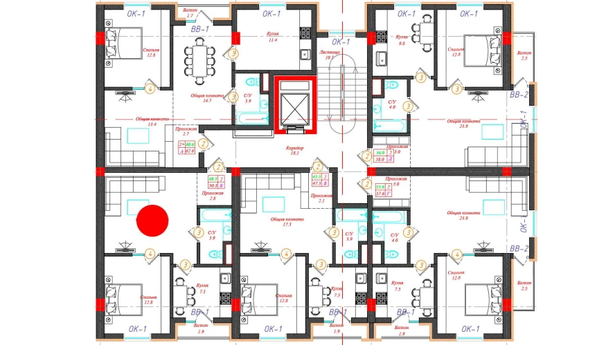 2-комн. квартира 50.3 м²  6/12 этаж | Жилой комплекс CHINARA PARK