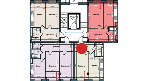 1-xonali xonadon 43 m²  7/9 qavat | NUR BARAKA Turar-joy majmuasi