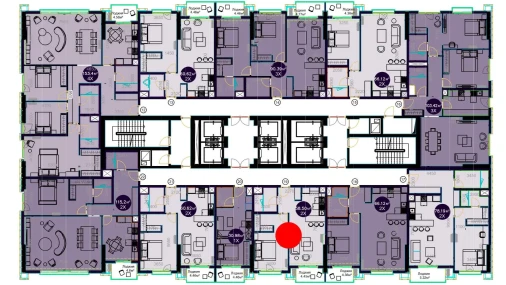 2-комнатная квартира 58.5 м²  10/19 этаж | Жилой комплекс Central Avenue