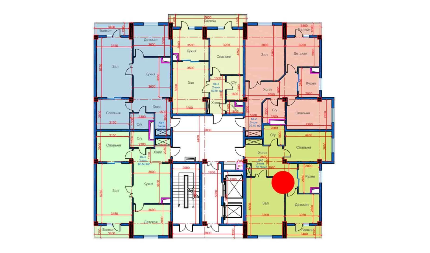 3-xonali xonadon 70.78 m²  11/12 qavat | Sokin city Turar-joy majmuasi