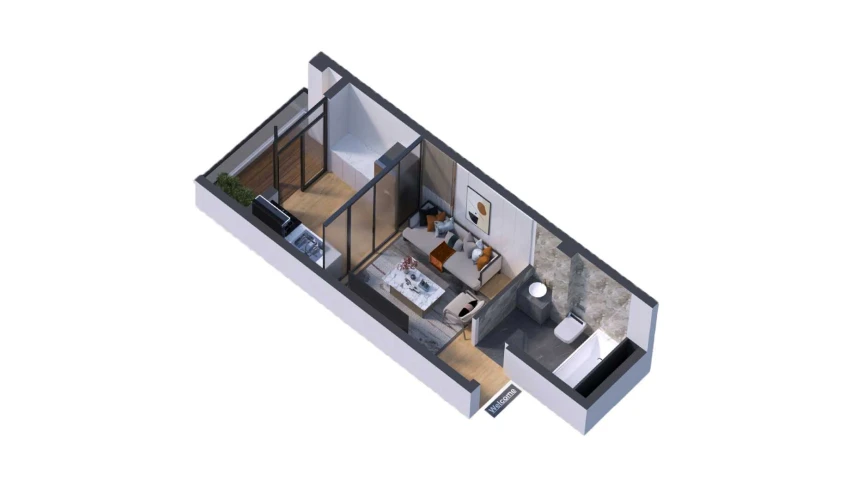 1-комнатная квартира 57.56 м²  7/7 этаж | Жилой комплекс Bochka Resort