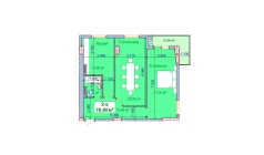 2-комн. квартира 76.6 м²  7/9 этаж | Жилой комплекс SHAYX-UL OLAM