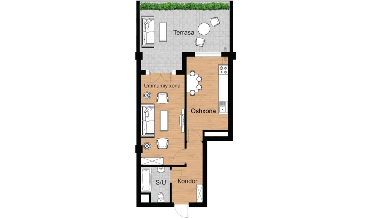 1-комн. квартира 78.66 м²  3/16 этаж | Жилой комплекс Musaffo