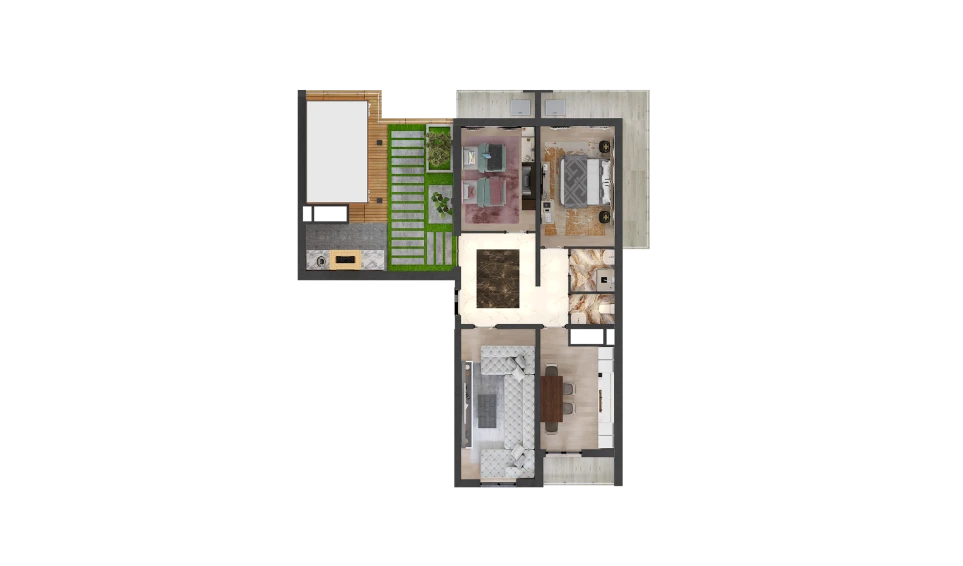 3-xonali xonadon 90.7 m² 16/16 qavat | TRINITY Turar-joy majmuasi 3-xonali xonadon 90.7 m² 16/16 qavat | TRINITY Turar-joy majmuasi