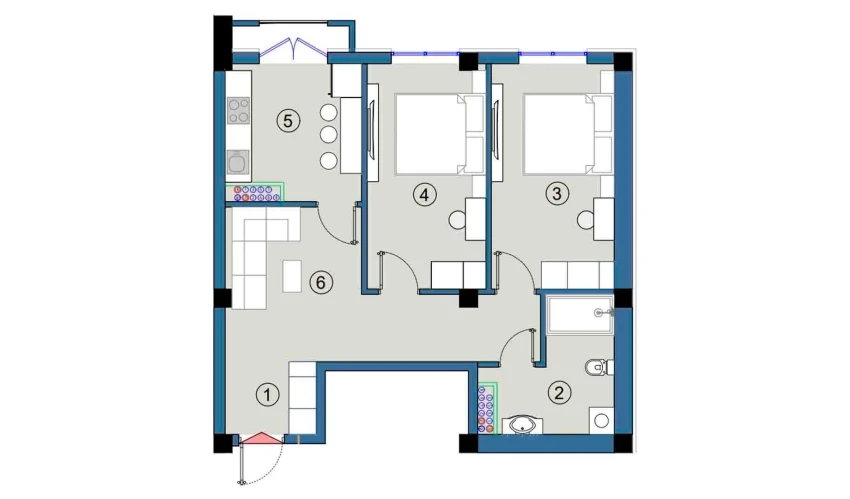 2-xonali xonadon 63.5 m²  8/9 qavat | FLORYA RESIDENCE Turar-joy majmuasi