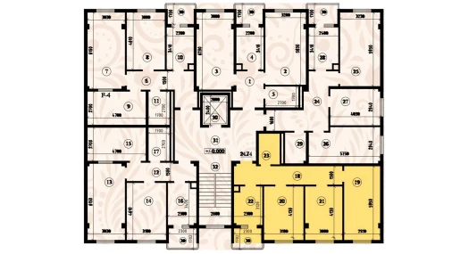 3-комнатная квартира 72.36 м²  4/8 этаж | Жилой комплекс YASHIL VODIY RESIDENCE