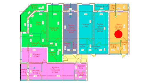 1-xonali xonadon 39.1 m²  4/16 qavat | DO'MBIROBOD RESIDENCE Turar-joy majmuasi