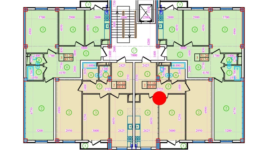 2-комн. квартира 68.83 м²  9/9 этаж | Жилой комплекс Bog’zor