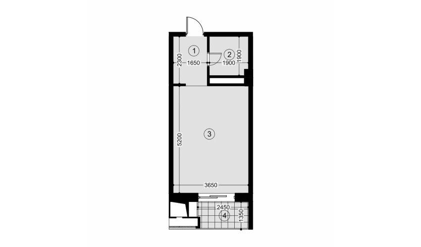 1-xonali xonadon 29.8 m²  4/12 qavat | NAVRUZ GROUP Turar-joy majmuasi