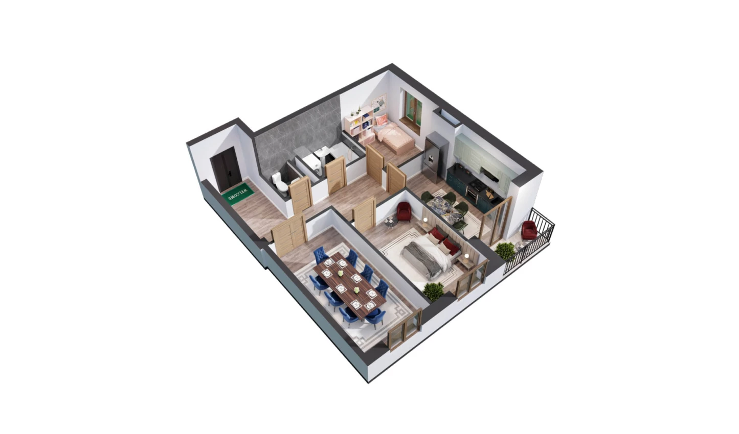 3-комн. квартира 62.02 м²  7/10 этаж | Жилой комплекс YANGIOBOD RESIDENCE