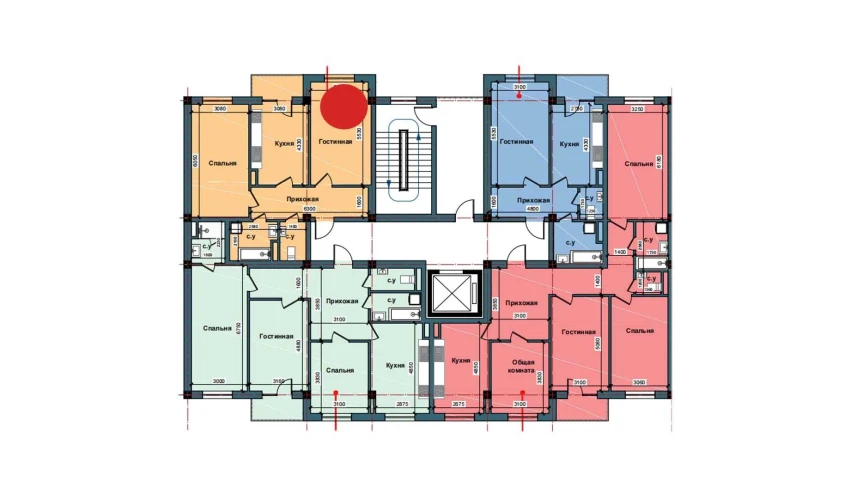2-комнатная квартира 75 м²  6/11 этаж | Жилой комплекс NUR BARAKA