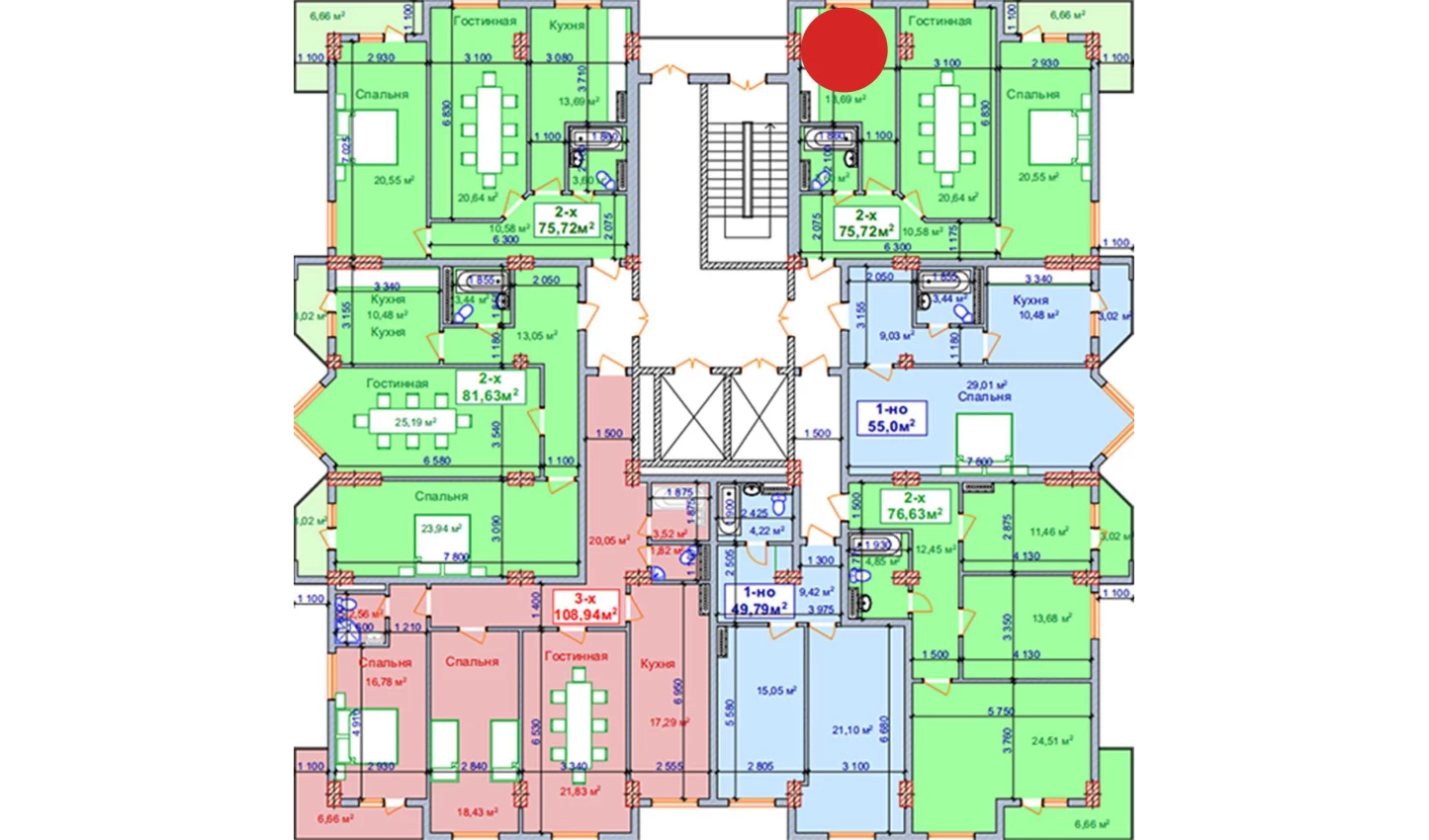 2-комн. квартира 75.72 м²  5/9 этаж | Жилой комплекс SHAYX-UL OLAM