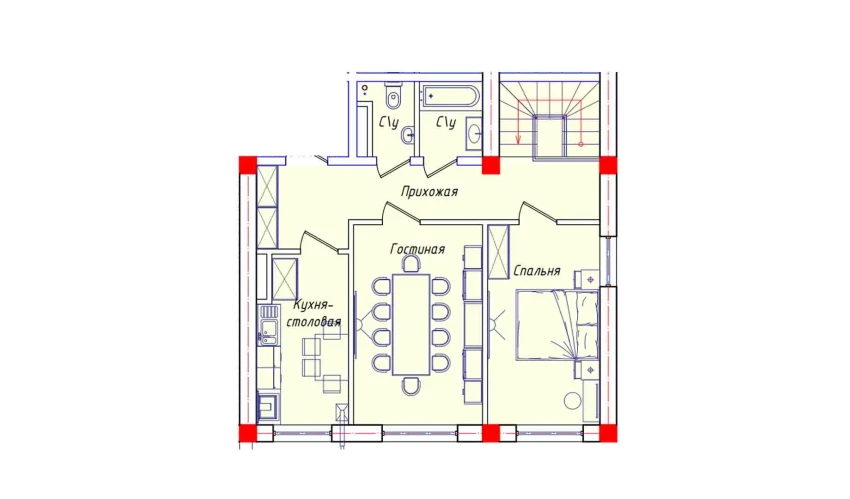 5-xonali xonadon 149.7 m²  1/8 qavat | STAR HOUSE RESIDENCE Turar-joy majmuasi