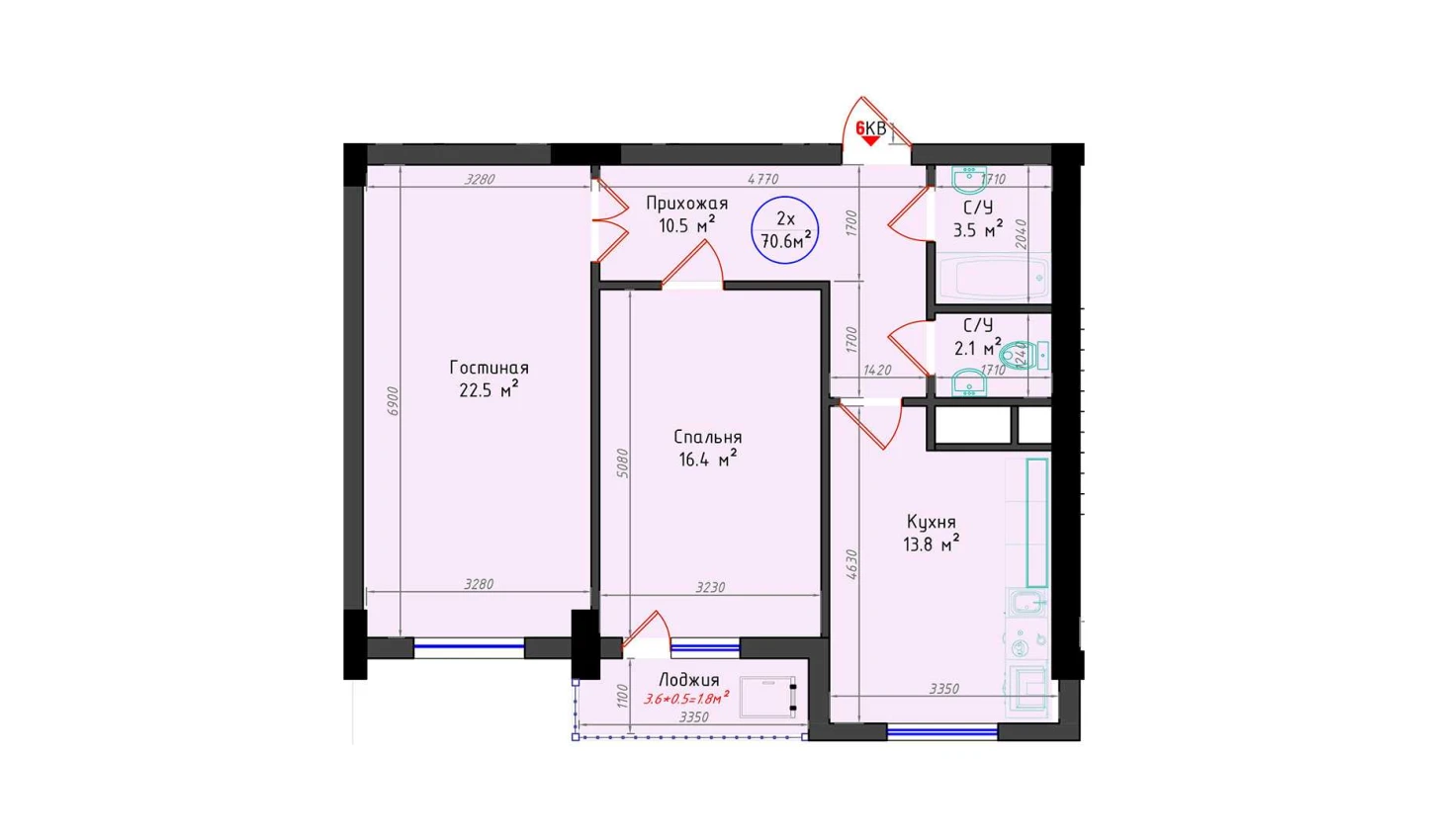 2-xonali xonadon 70.6 m² 19/25 qavat | Brilliant City Turar-joy majmuasi 2-xonali xonadon 70.6 m² 19/25 qavat | Brilliant City Turar-joy majmuasi
