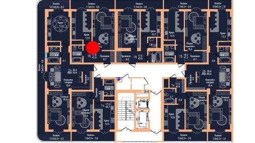 1-комнатная квартира 47 м²  6/17 этаж | Жилой комплекс Vertex Tawer