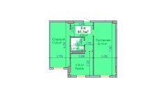 2-комн. квартира 61.1 м²  1/9 этаж | Жилой комплекс SHAYX-UL OLAM