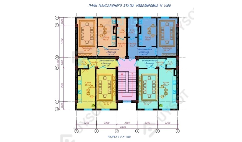 1-комнатная квартира 50.4 м²  3/3 этаж | Жилой комплекс Inter Drujba