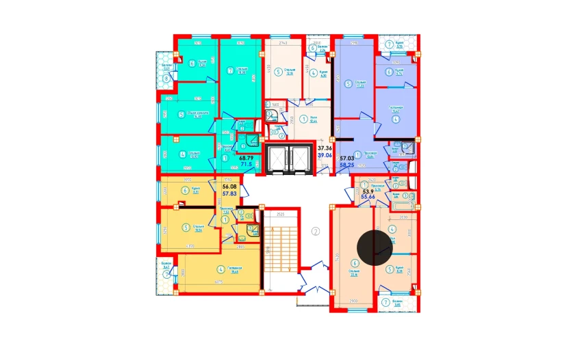 2-xonali xonadon 55.66 m²  11/12 qavat | S-Tower Turar-joy majmuasi
