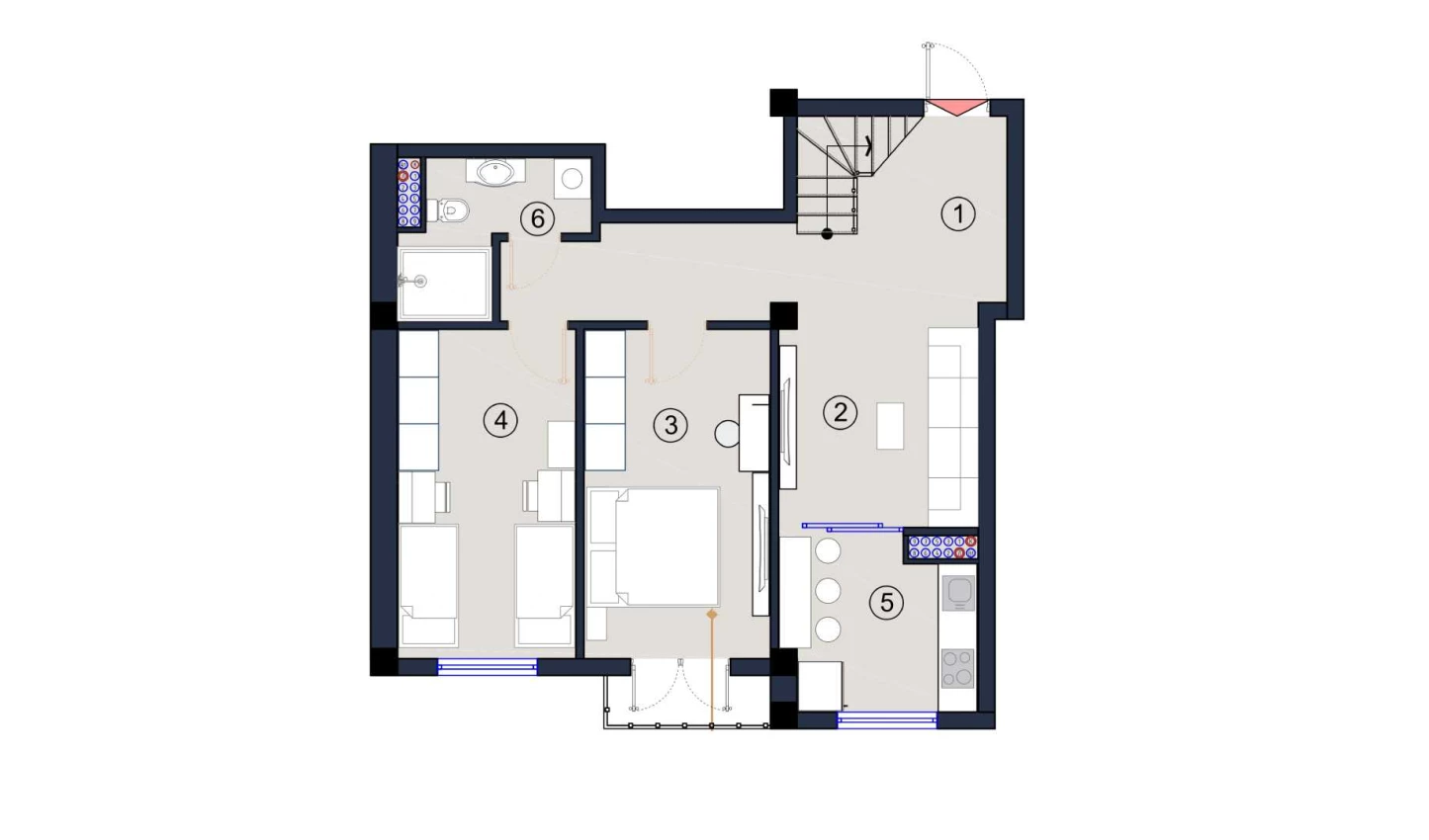 2-xonali xonadon 138 m²  9/9 qavat | FLORYA RESIDENCE Turar-joy majmuasi