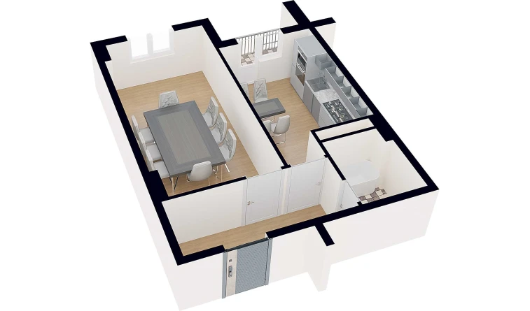 1-xonali xonadon 45.6 m²  6/9 qavat | XUMO Turar-joy majmuasi