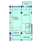 2-xonali xonadon 62.37 m²  6/9 qavat | VATAN Turar-joy majmuasi