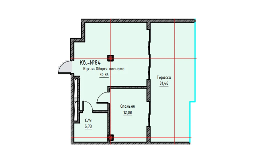 1-комнатная квартира 80.13 м²  9/9 этаж | Жилой комплекс UCHTEPA CITY