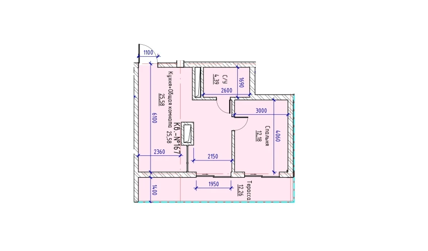 1-комнатная квартира 37.84 м²  17/17 этаж | Жилой комплекс UCHTEPA CITY