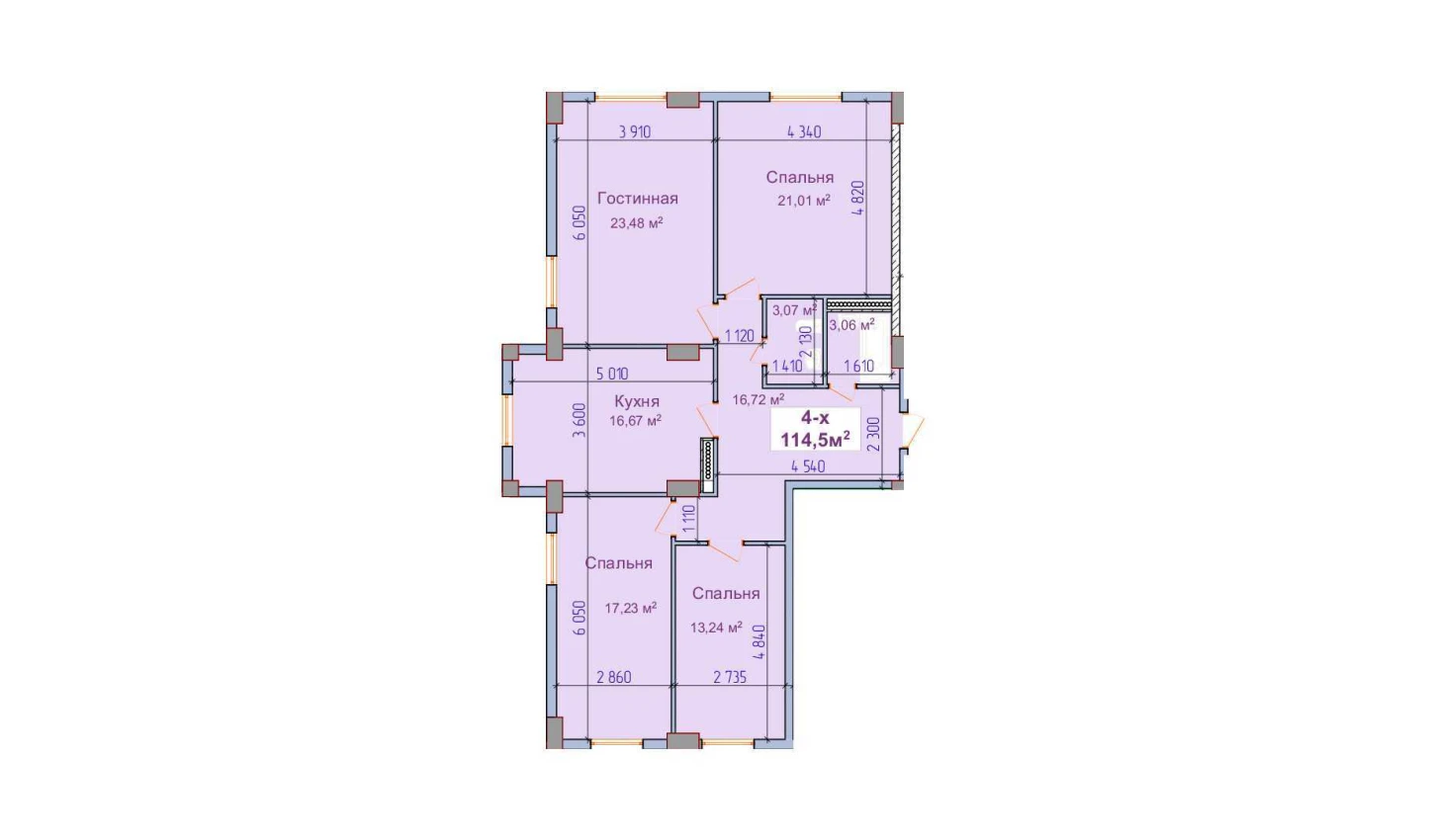 4-комн. квартира 114.5 м²  1/9 этаж | Жилой комплекс SHAYX-UL OLAM