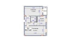 2-комн. квартира 62.11 м²  3/9 этаж | Жилой комплекс SHAYX-UL OLAM