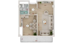 1-комн. квартира 46.6 м²  10/16 этаж | Жилой комплекс ISLOMOBOD