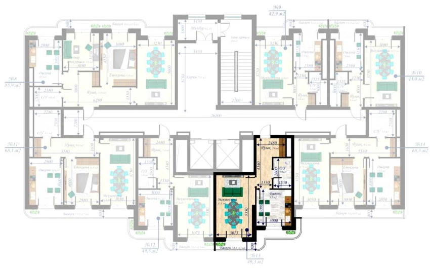 1-комн. квартира 49.3 м²  5/13 этаж | Жилой комплекс MEGAPOLIS Б2