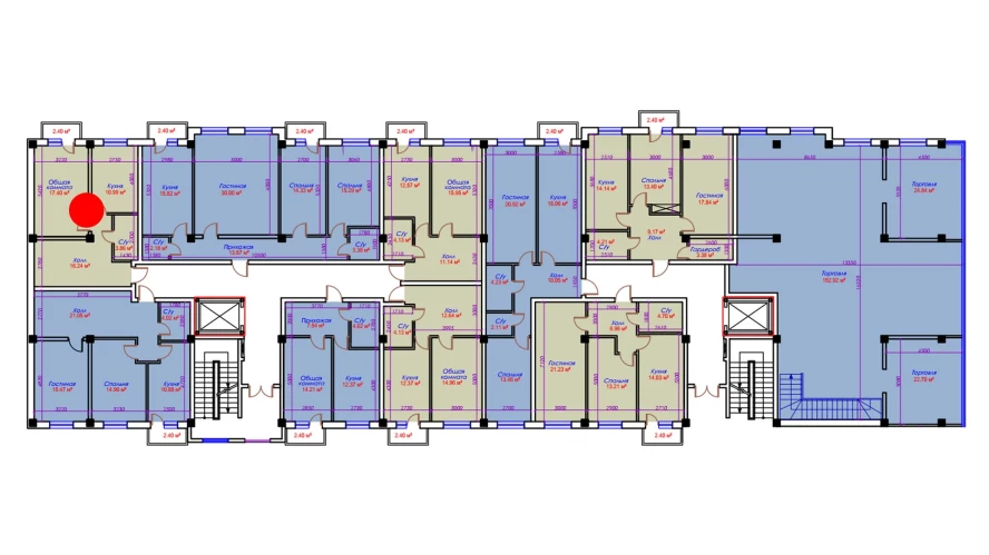 1-xonali xonadon 50.89 m²  2/10 qavat | Ko'kcha-Oqtepa Turar-joy majmuasi