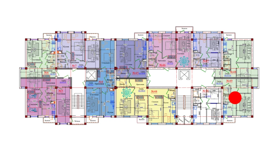 2-комн. квартира 55.45 м²  7/9 этаж | Жилой комплекс ZAR ZAMONAVIY UYLAR