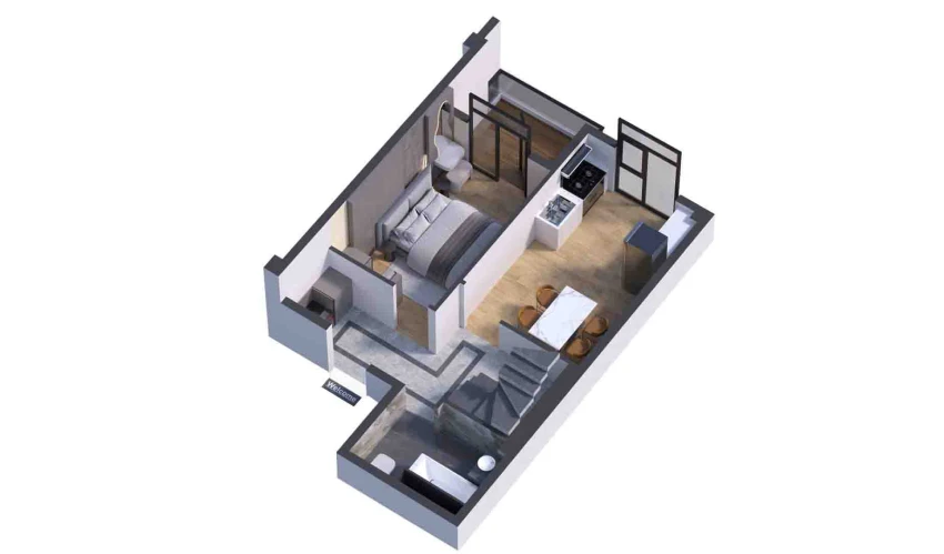 2-xonali xonadon 100.59 m²  7/7 qavat | Bochka Resort Turar-joy majmuasi