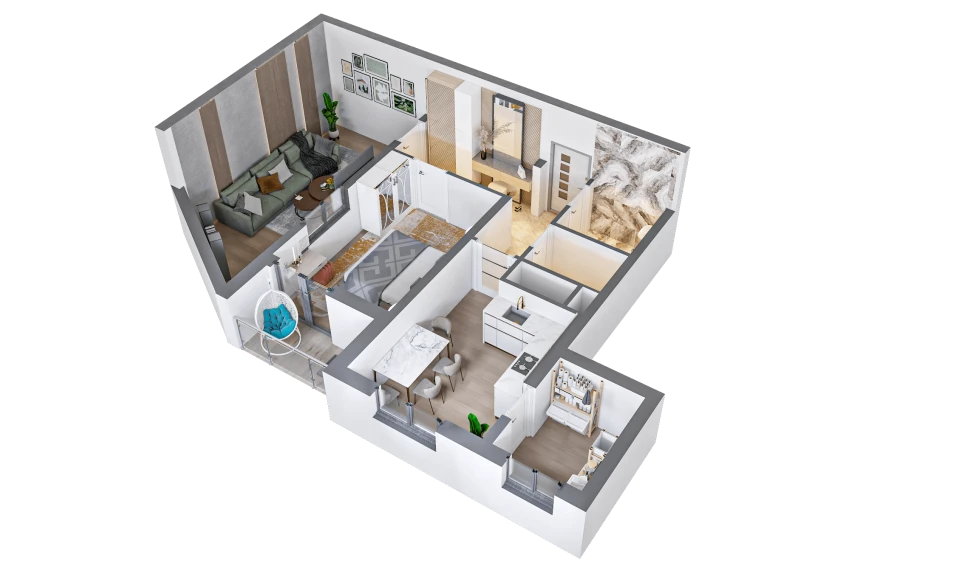2-xonali xonadon 58.1 m² 13/16 qavat | TRINITY Turar-joy majmuasi 2-xonali xonadon 58.1 m² 13/16 qavat | TRINITY Turar-joy majmuasi