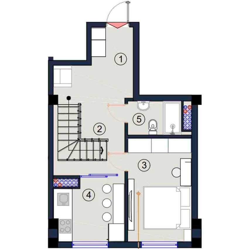 1-xonali xonadon 91.5 m²  9/9 qavat | FLORYA RESIDENCE Turar-joy majmuasi