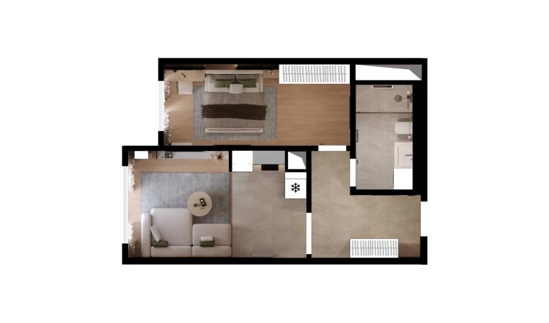 2-комнатная квартира 47.59 м²  10/26 этаж | Жилой комплекс SAF TOWERS