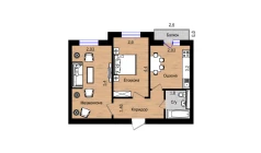 2-xonali xonadon 55.78 m²  2/5 qavat | QIZILTEPA Turar-joy majmuasi