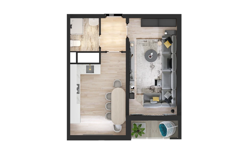 1-комн. квартира 40.55 м²  15/16 этаж | Жилой комплекс TRINITY