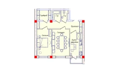 2-xonali xonadon 62.4 m²  6/8 qavat | STAR HOUSE RESIDENCE Turar-joy majmuasi
